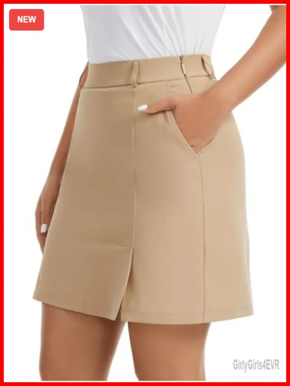 Women's Knee Length Golf Skort with Side Zipper, Pockets, Mesh Liner, Quick Dry